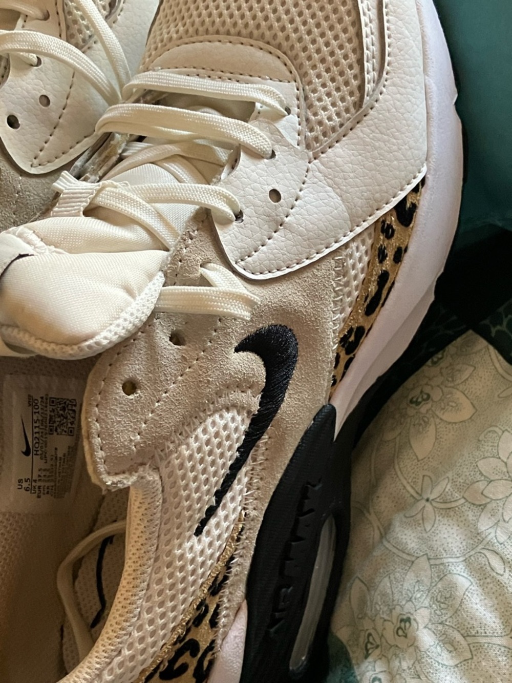 Nike White & Black Air Max Sneakers with Leopard Accent - Picture 16 of 16